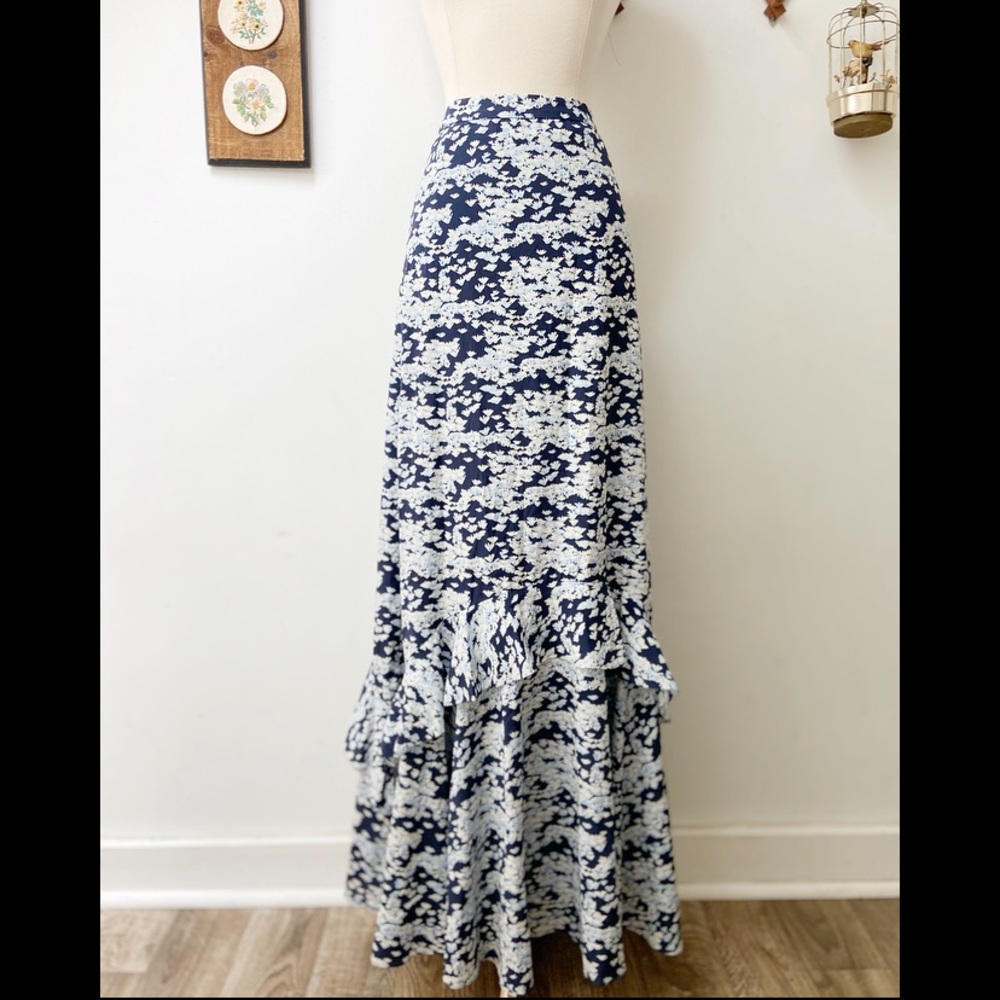Tory Burch • Silk Floor Length Ruffles Skirt